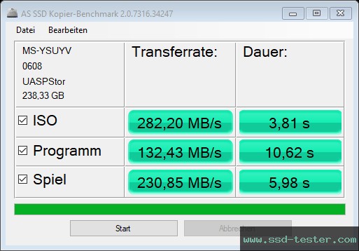 AS SSD TEST: MOVE SPEED Flash Solid Memory Disk V 256GB