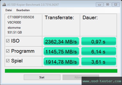 AS SSD TEST: Crucial P310 1TB