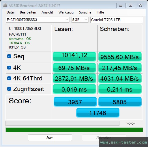 AS SSD TEST: Crucial T705 1TB