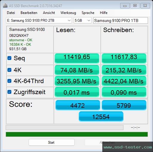 AS SSD TEST: Samsung 9100 PRO 1TB