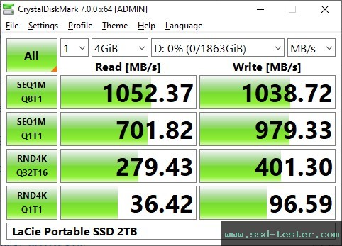 CrystalDiskMark Benchmark TEST: LaCie Portable SSD 2TB