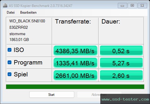 AS SSD TEST: Western Digital WD_BLACK SN8100 2TB