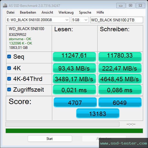 AS SSD TEST: Western Digital WD_BLACK SN8100 2TB