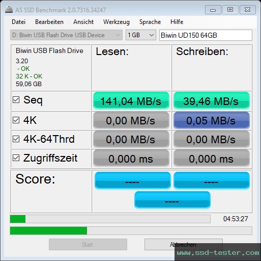 AS SSD TEST: Biwin UD150 64GB
