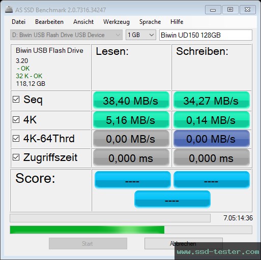 AS SSD TEST: Biwin UD150 128GB
