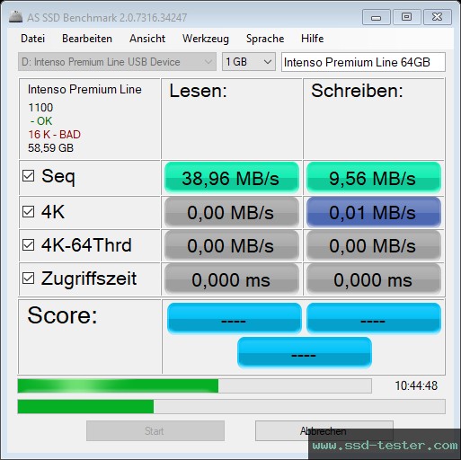AS SSD TEST: Intenso Premium Line 64GB