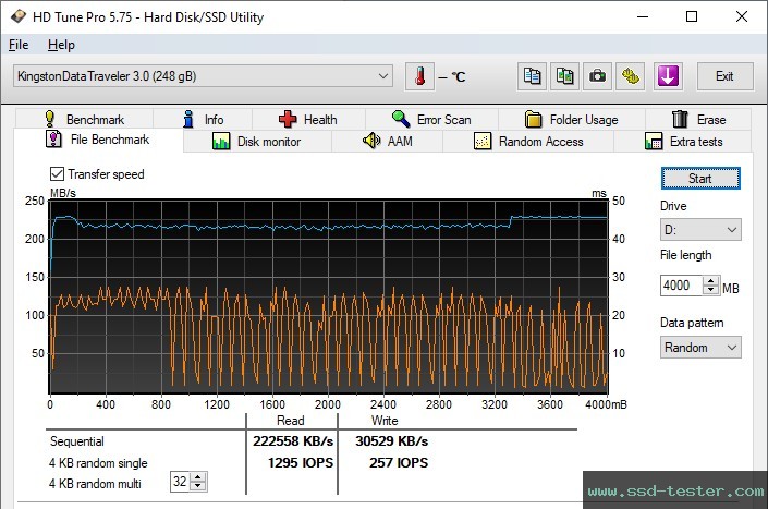 HD Tune Endurance Test TEST: Kingston DataTraveler Micro 256GB