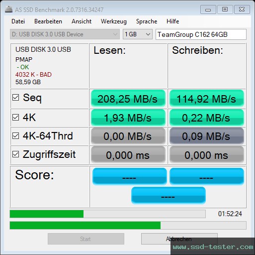 AS SSD TEST: TeamGroup C162 64GB